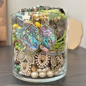 Mystery Jewelry Jar with Green and Multicolor Accents. 5 pounds weight.